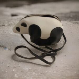Unbranded Panda Crossbody Bag Long Strap Black And White